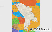 Shaded Relief Map of Moldova, political outside