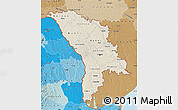 Shaded Relief Map of Moldova, political shades outside