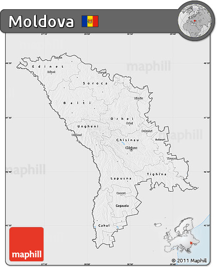 Silver Style Map of Moldova, single color outside
