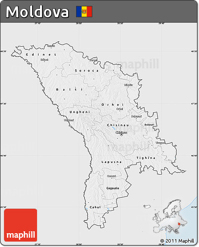 Silver Style Map of Moldova, single color outside