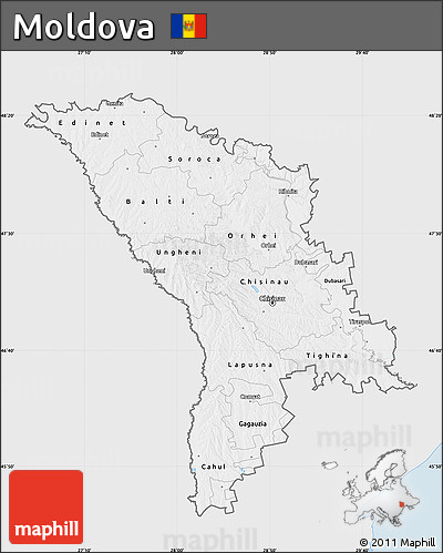 Silver Style Map of Moldova, single color outside