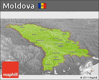 Physical Panoramic Map of Moldova, desaturated