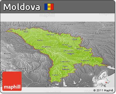Physical Panoramic Map of Moldova, desaturated