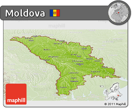 Physical Panoramic Map of Moldova, lighten