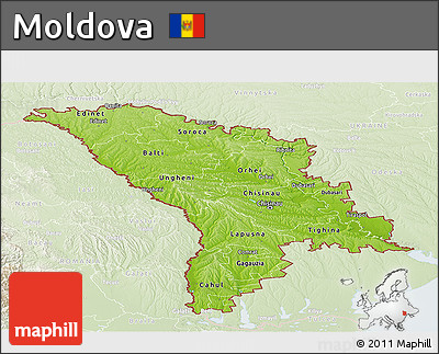 Physical Panoramic Map of Moldova, lighten