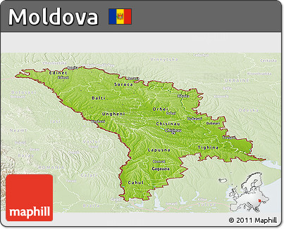 Physical Panoramic Map of Moldova, lighten