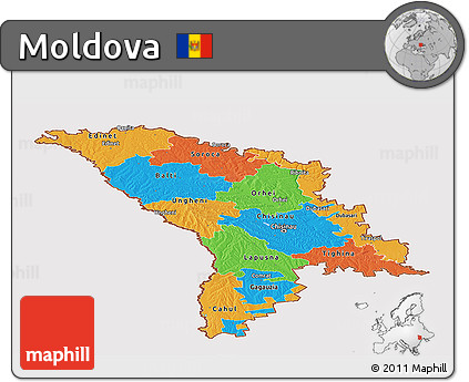 Political Panoramic Map of Moldova, cropped outside