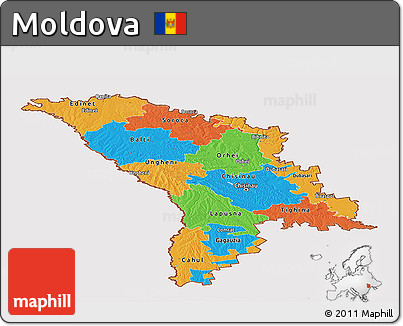 Political Panoramic Map of Moldova, cropped outside