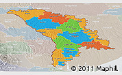Political Panoramic Map of Moldova, lighten, semi-desaturated