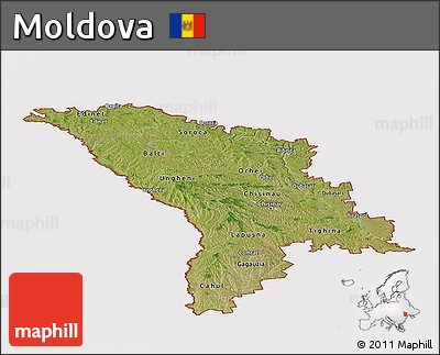 Satellite Panoramic Map of Moldova, cropped outside