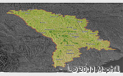 Satellite Panoramic Map of Moldova, darken, desaturated