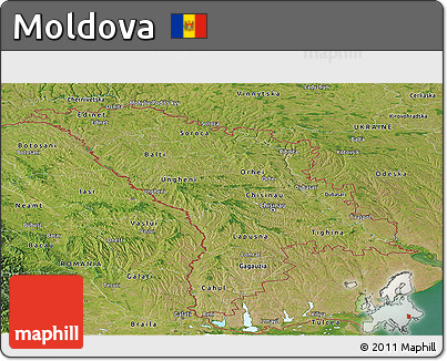 Satellite Panoramic Map of Moldova