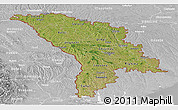 Satellite Panoramic Map of Moldova, lighten, desaturated