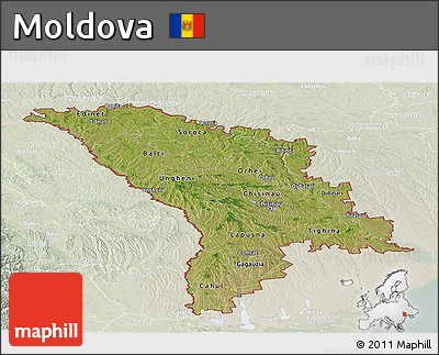Satellite Panoramic Map of Moldova, lighten