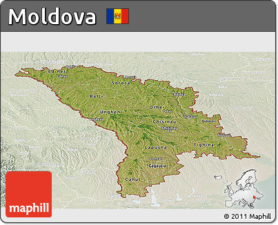 Satellite Panoramic Map of Moldova, lighten