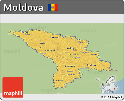 Savanna Style Panoramic Map of Moldova, single color outside
