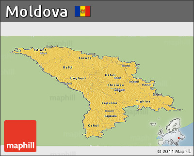 Savanna Style Panoramic Map of Moldova, single color outside