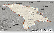 Shaded Relief Panoramic Map of Moldova, darken, semi-desaturated