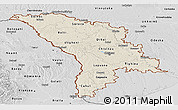 Shaded Relief Panoramic Map of Moldova, desaturated