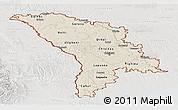 Shaded Relief Panoramic Map of Moldova, lighten, semi-desaturated