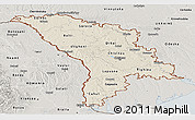 Shaded Relief Panoramic Map of Moldova, semi-desaturated