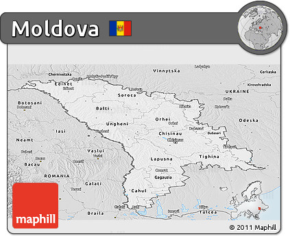 Silver Style Panoramic Map of Moldova