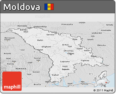 Silver Style Panoramic Map of Moldova