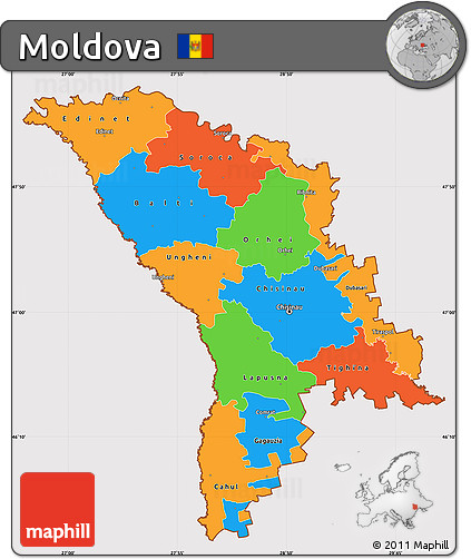 Political Simple Map of Moldova, cropped outside