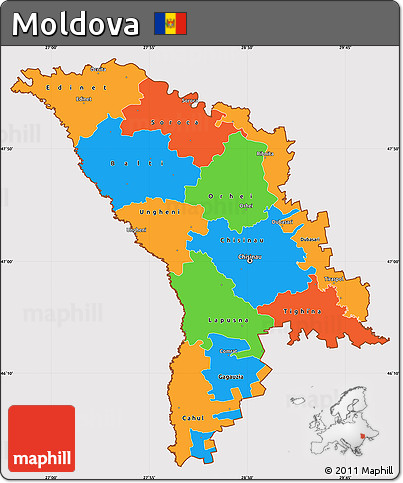 Political Simple Map of Moldova, cropped outside