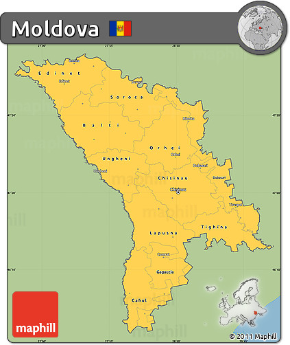 Savanna Style Simple Map of Moldova, single color outside