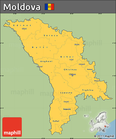 Savanna Style Simple Map of Moldova, single color outside