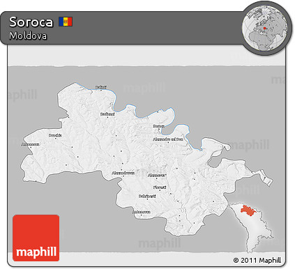 Gray 3D Map of Soroca, single color outside