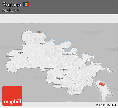 Gray 3D Map of Soroca, single color outside