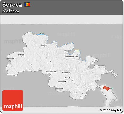 Gray 3D Map of Soroca, single color outside
