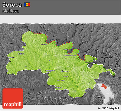 Physical 3D Map of Soroca, darken, desaturated