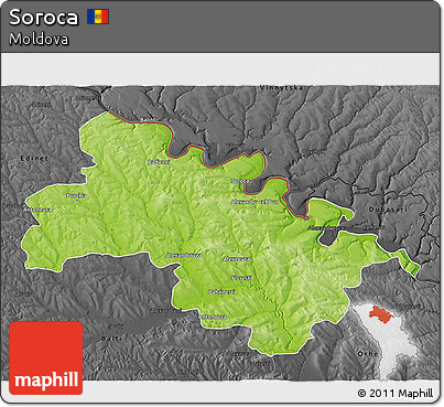 Physical 3D Map of Soroca, darken, desaturated