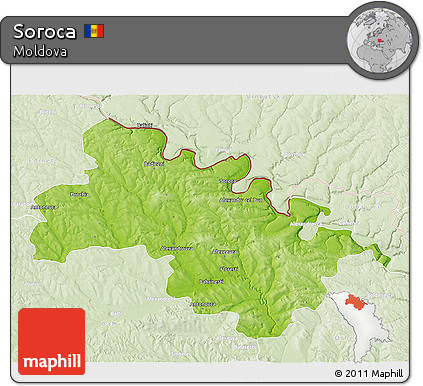 Physical 3D Map of Soroca, lighten