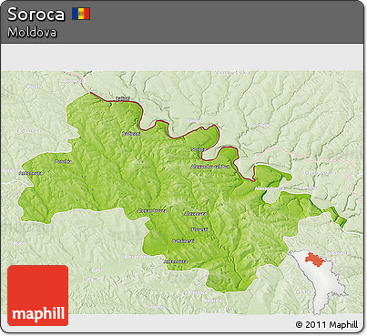 Physical 3D Map of Soroca, lighten