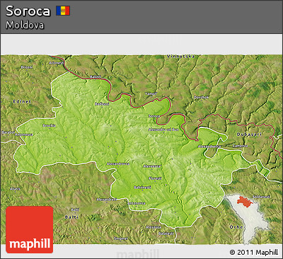 Physical 3D Map of Soroca, satellite outside