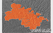 Political 3D Map of Soroca, darken, desaturated
