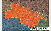 Political 3D Map of Soroca, darken, semi-desaturated