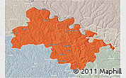 Political 3D Map of Soroca, lighten, semi-desaturated