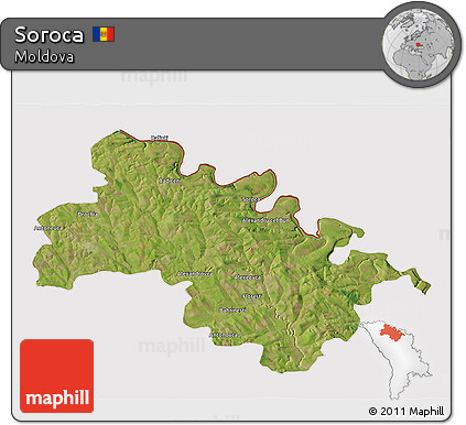 Satellite 3D Map of Soroca, cropped outside