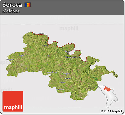 Satellite 3D Map of Soroca, cropped outside