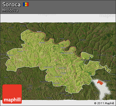 Satellite 3D Map of Soroca, darken