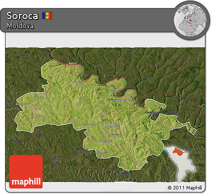 Satellite 3D Map of Soroca, darken