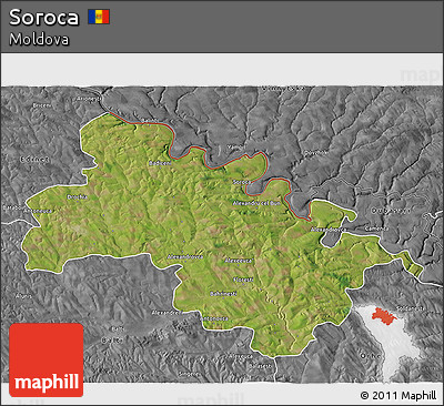 Satellite 3D Map of Soroca, desaturated