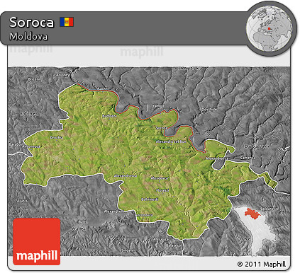 Satellite 3D Map of Soroca, desaturated