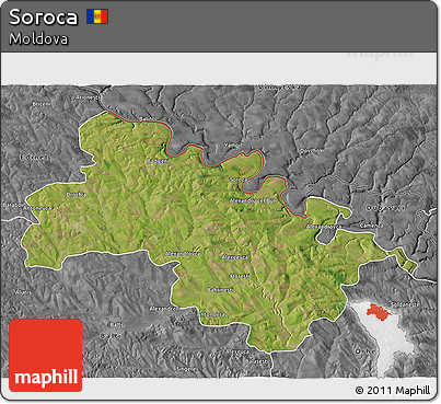 Satellite 3D Map of Soroca, desaturated