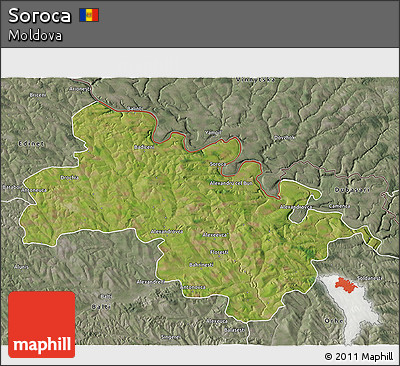 Satellite 3D Map of Soroca, semi-desaturated